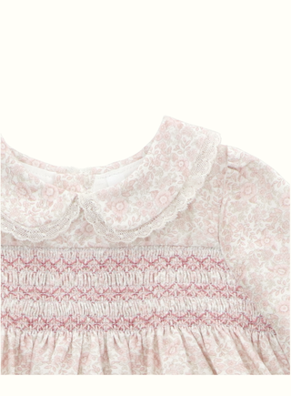 Isabella Floral Long Sleeve Dress with Bloomers for Girl in Pink
