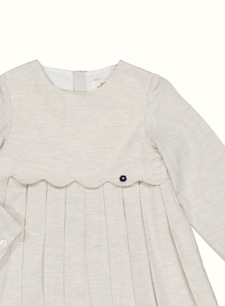 Claudia Long Sleeve Cotton Dress in Grey Melange
