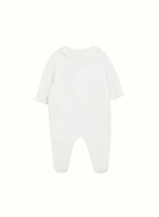 Embroidered Garden Babygrow in White
