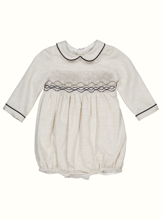 Benjamin Long Sleeve Romper in Grey Melange
