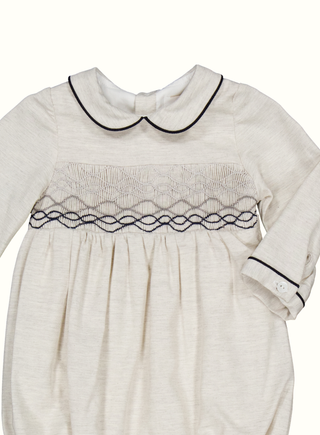 Benjamin Long Sleeve Romper in Grey Melange
