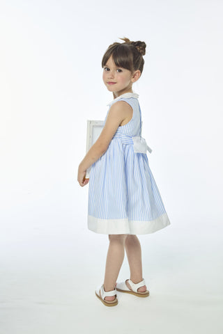 Striped Hand Smocked Dress in Blue
