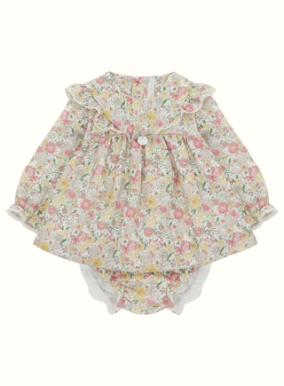 Lucia Floral Long Sleeve Dress with Bloomers for Girl
