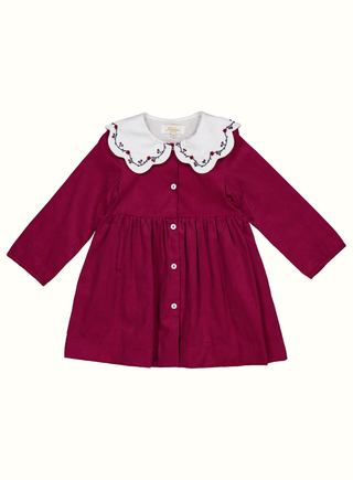 Colette Corduroy Long Sleeve Dress in Burgundy
