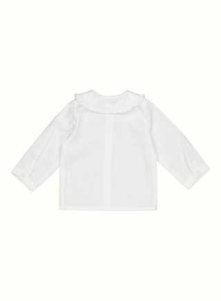 Helena Girl White Blouse with Navy Embroidery
