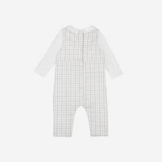 Beige Checks Top and Overalls set
