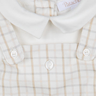 Beige Checks Top and Overalls set
