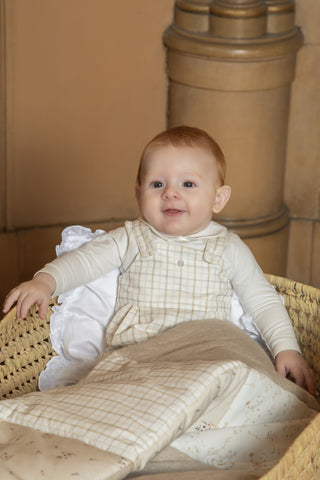Beige Checks Top and Overalls set
