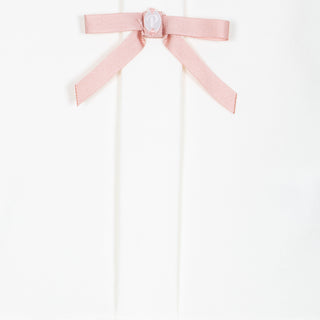 Ivory Jersey Trouser Set with Pink Bow
