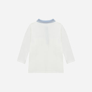 Ivory Polo with Blue Collar
