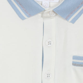Ivory Polo with Blue Collar
