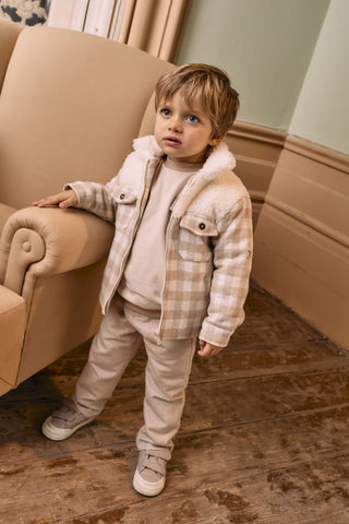 Beige flannel trousers
