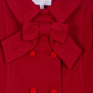 Girl Red Smart Coat with Bow
