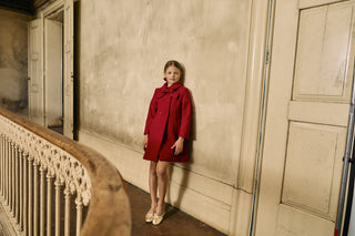 Girl Red Smart Coat with Bow
