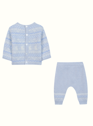Baby Boys Light Blue Wool & Cashmere Knit Bunny Trouser Set (3M 9M)
