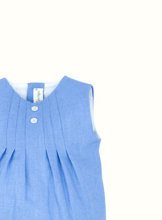 Pleated Romper in Blue
