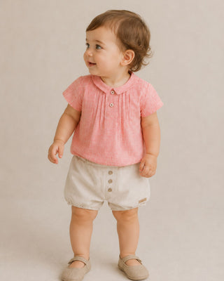 Red Short Sleeve Linen Shirt with Linen Bloomers   Set (3M 12M)
