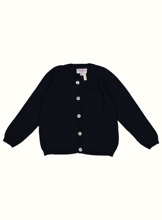 Merino Round Neck Cardigan in Navy
