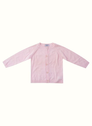 Merino Round Neck Cardigan in Pink
