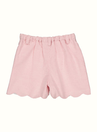 Scalloped Hem Striped Shorts in Pink
