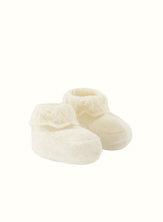 Ivory Knitted Wool & Cashmere Baby Booties
