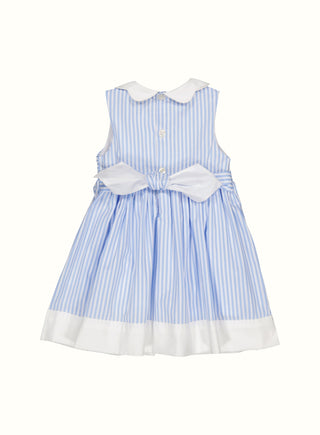 Striped Hand Smocked Dress in Blue
