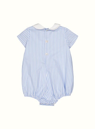 Hand Smocked Stripe Romper in Blue
