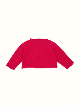 Lace Knit Cardigan in Red
