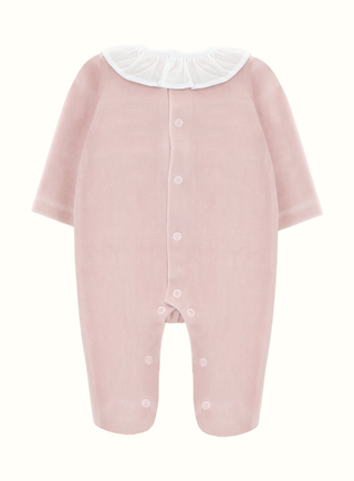 Baby Pink Velvet Smock Babygrow
