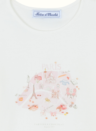 Girls Ivory Cotton Paris Graphic Top (2Y 6Y)
