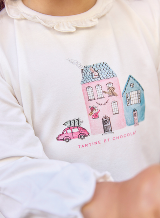 Girls Ivory Cotton House Graphic Top (3M 4Y)
