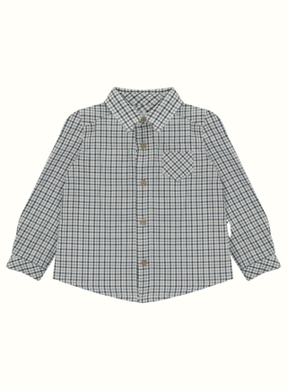 Green Check Polo Collar Long Sleeve Shirt
