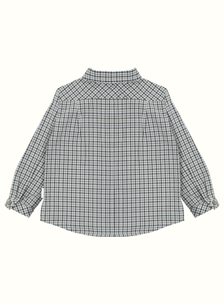 Green Check Polo Collar Long Sleeve Shirt
