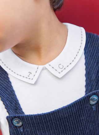 Navy Needlecord Dungarees for Baby Boys
