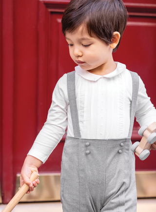 Baby Boy Grey Bloomers with Removable Braces (3M 18M)
