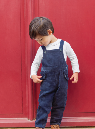 Navy Needlecord Dungarees for Baby Boys
