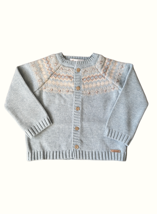 Long Cardigan Jacquard Knit Cambridge in Light Blue
