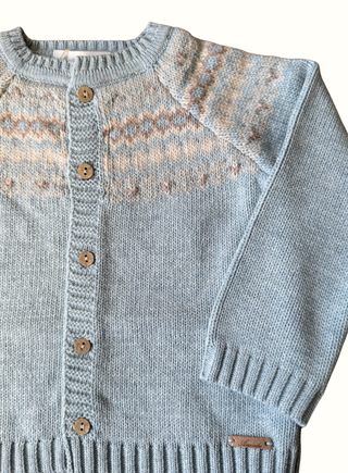 Long Cardigan Jacquard Knit Cambridge in Light Blue
