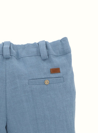 Linen Cotton Blend Shorts in Blue

