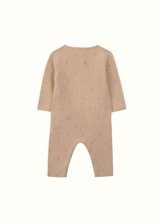 Pointelle Knit Babygrow in Beige
