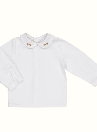 Boy White Shirt with Hazelnut Embroidery
