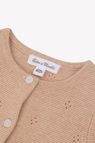 Pointelle Knit Babygrow in Beige
