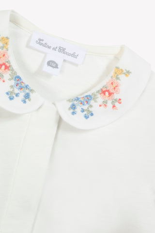 Embroidered Garden Babygrow in White
