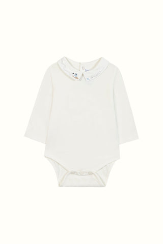 Fox Embroidered Long Sleeved Bodysuit in Ivory
