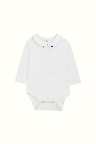 Hedgehog Embroidered Long Sleeved Bodysuit in Ivory
