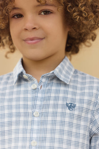 Boys Light Blue Checked Cotton Shirt (5Y 6Y)
