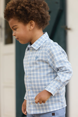 Baby Boy Light Blue Checked Cotton Shirt (6M 4Y)
