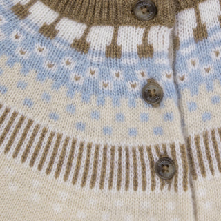 Baby Boys Beige and Blue Fair Isle Wool Knit Jumper (6M 4Y)
