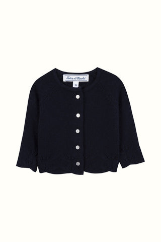Girl Navy Wool & Cashmere Cardigan
