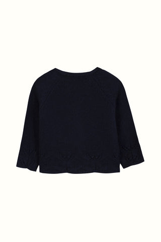 Girl Navy Wool & Cashmere Cardigan
